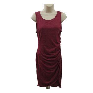 Leith Dress Size Small Burgundy Red Ruched Side Pullover Knee Length Knit Tank